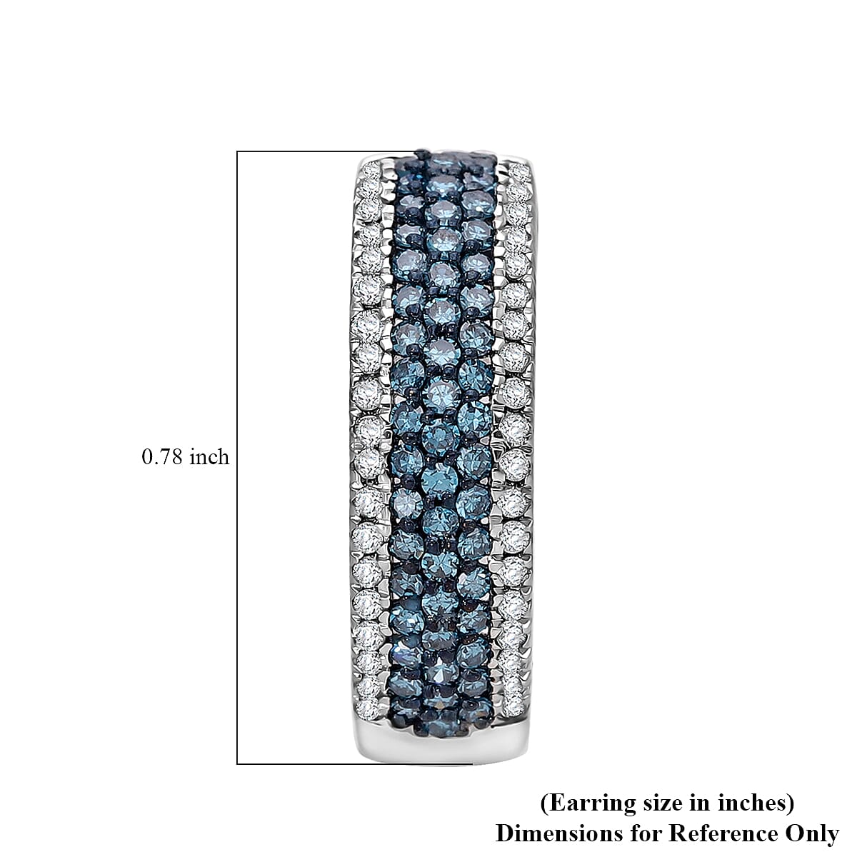 Venice Blue Diamond I1-I2 and Diamond 1.00 ctw Hoop Earrings in Platinum Over Sterling Silver