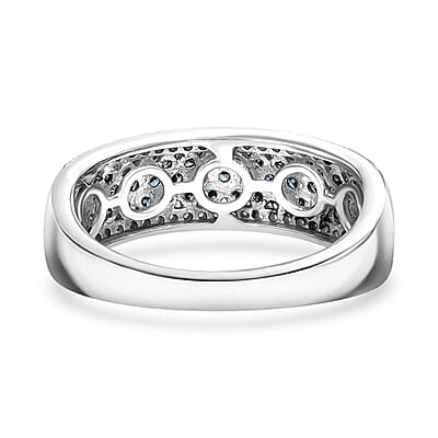Venice Blue Diamond I1-I2 and Diamond 1.00 ctw Ring in Platinum Over Sterling Silver (Size 6.0)