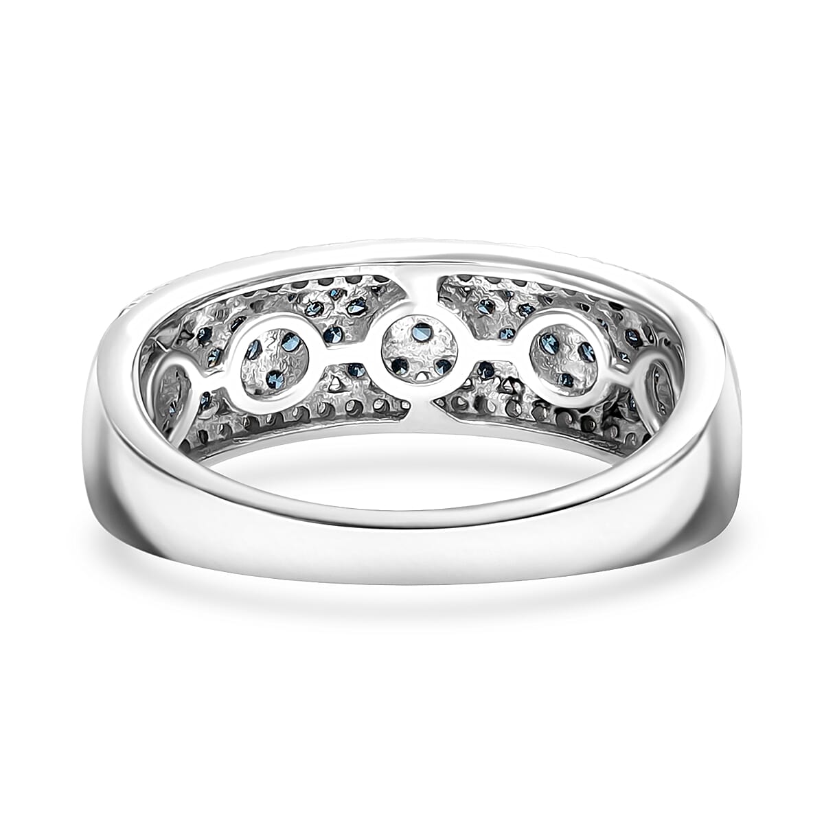 Venice Blue Diamond I1-I2 and Diamond 1.00 ctw Ring in Platinum Over Sterling Silver (Size 9.0) image number 3