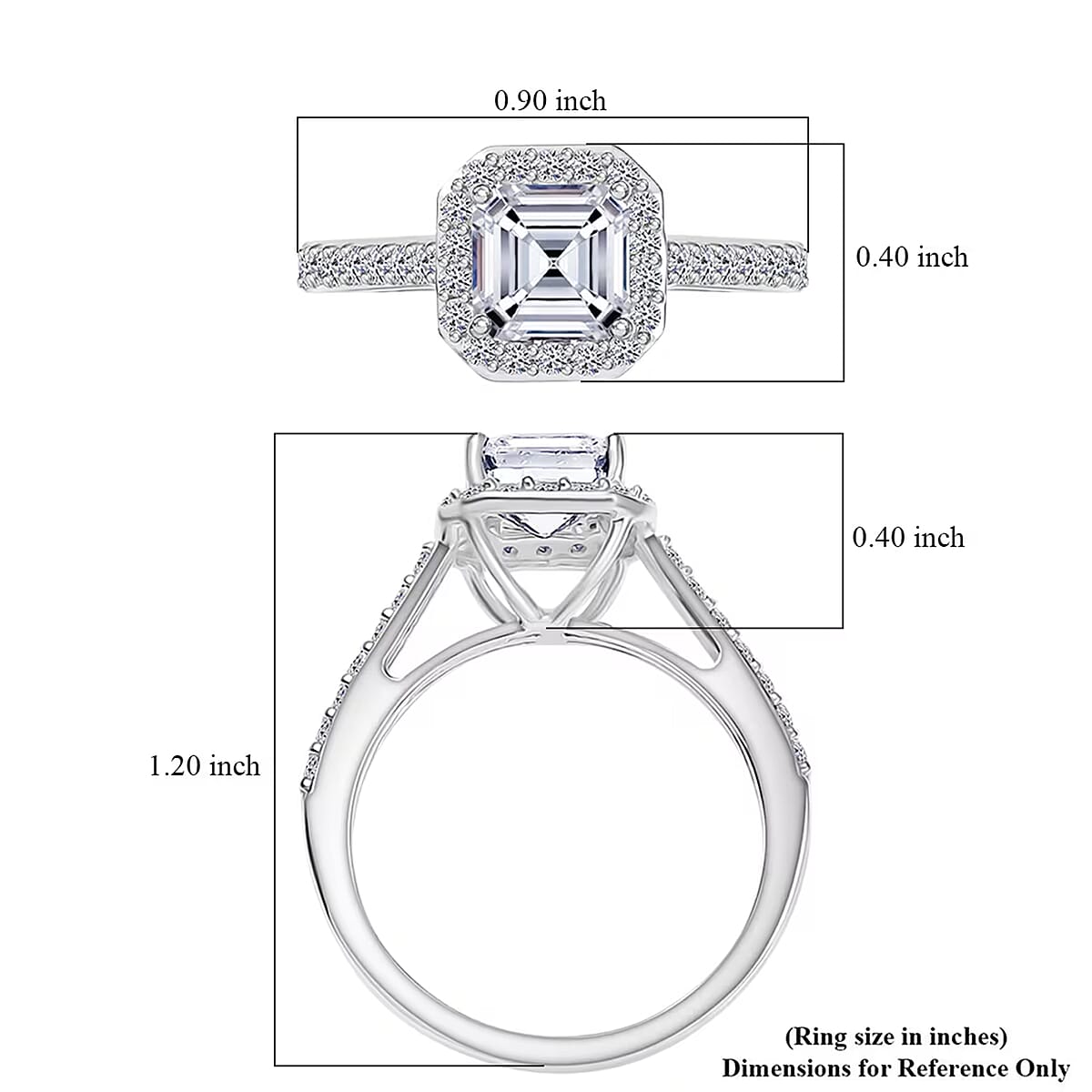 IGI Certified Asscher Cut Luxuriant Lab Grown Diamond E-F VS 2.00 ctw Arctic Royal Ring in 950 Platinum (Size 6.0) 5 Grams image number 7