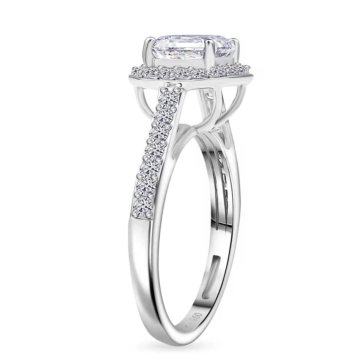 IGI Certified Asscher Cut Luxuriant Lab Grown Diamond E-F VS 2.00 ctw Arctic Royal Ring in 950 Platinum (Size 6.0) 5 Grams image number 8