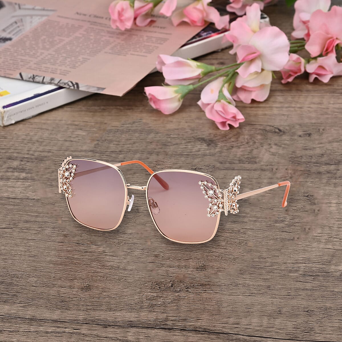 UV400 Polarized Sunglasses with Storage Bag - Light Brown image number 1