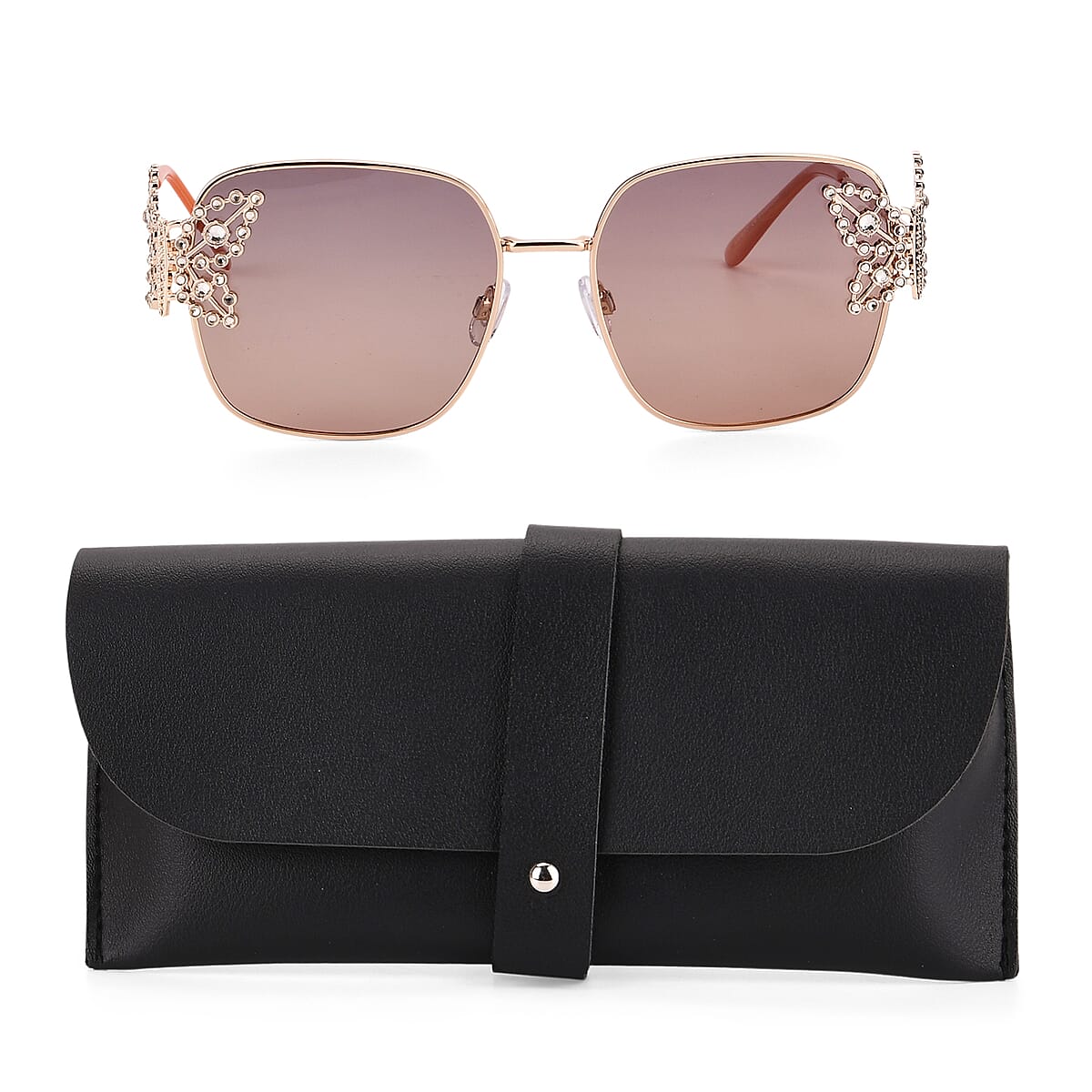 UV400 Polarized Sunglasses with Storage Bag - Light Brown image number 3