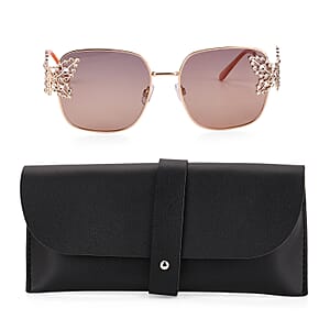 UV400 Polarized Sunglasses with Storage Bag - Light Brown