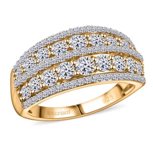 Luxuriant Lab Grown Diamond G-H SI 1.50 ctw Ring in 18K Vermeil Yellow Gold Over Sterling Silver (Size 6.0) 