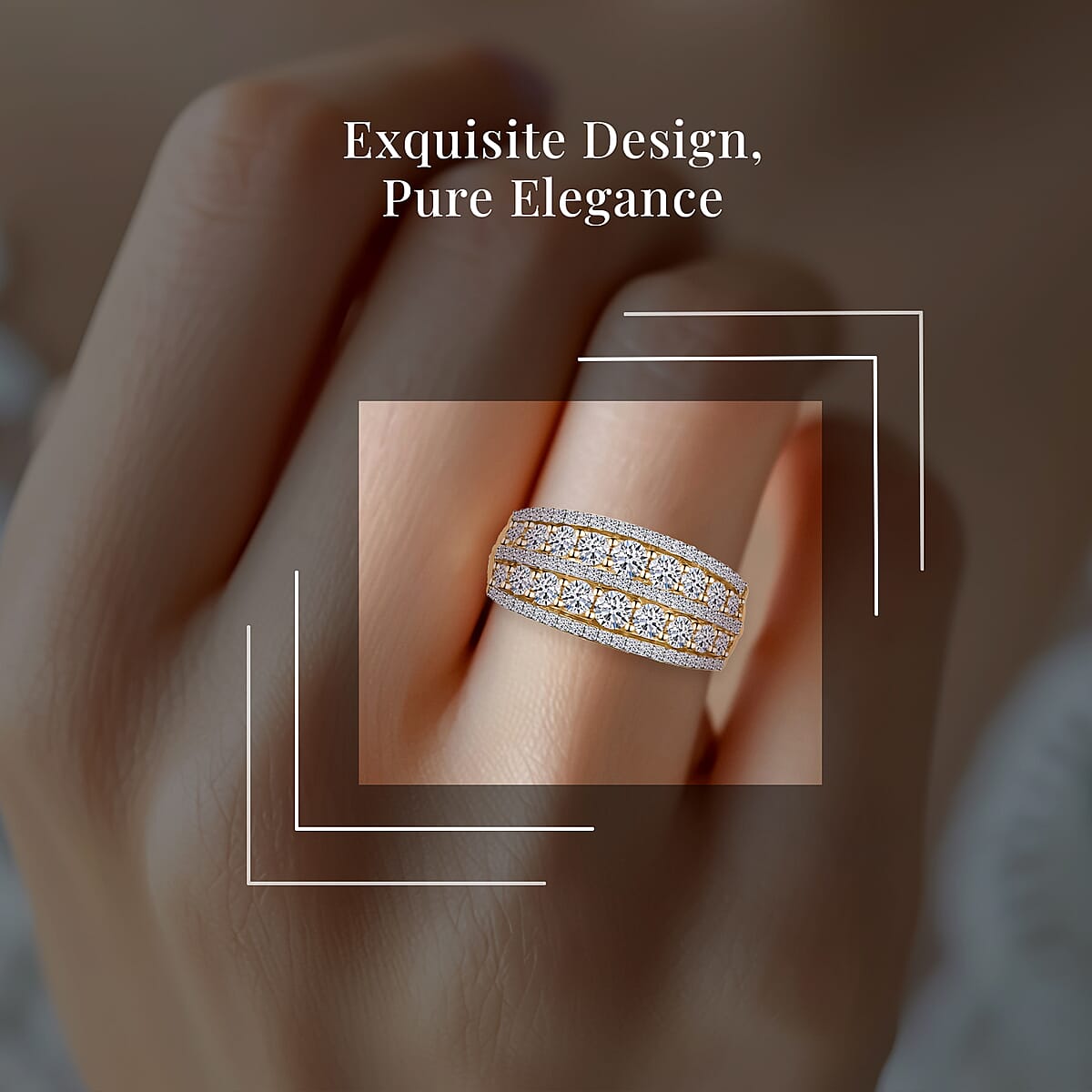 Luxuriant Lab Grown Diamond G-H SI 1.50 ctw Ring in 18K Vermeil Yellow Gold Over Sterling Silver (Size 8.0)  image number 1