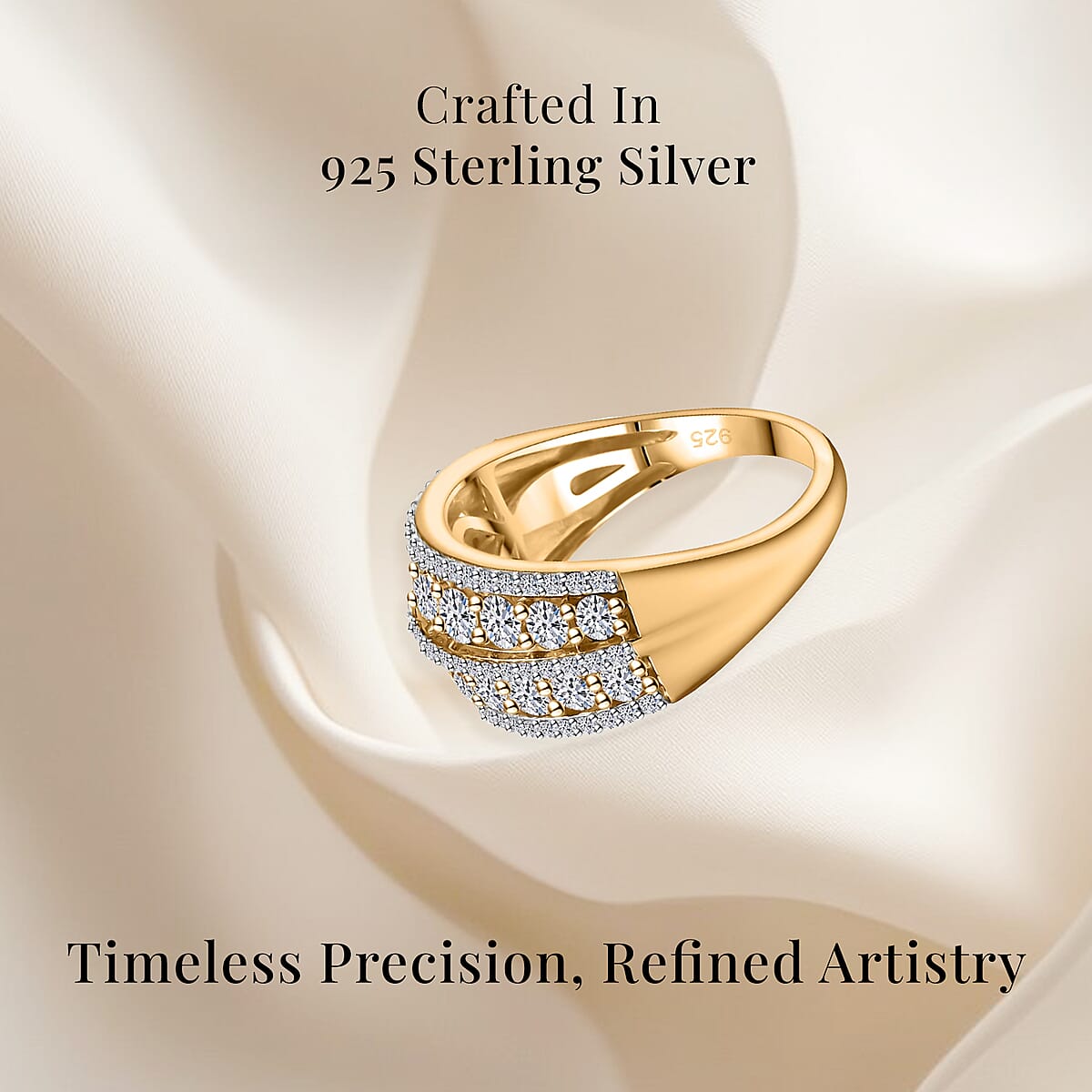 Luxuriant Lab Grown Diamond G-H SI 1.50 ctw Ring in 18K Vermeil Yellow Gold Over Sterling Silver (Size 8.0)  image number 2