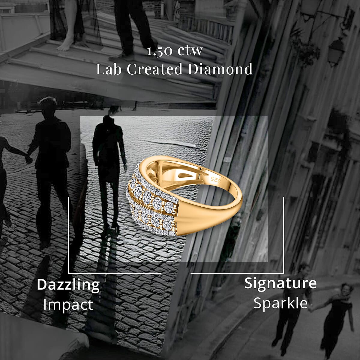 Luxuriant Lab Grown Diamond G-H SI 1.50 ctw Ring in 18K Vermeil Yellow Gold Over Sterling Silver (Size 8.0)  image number 4