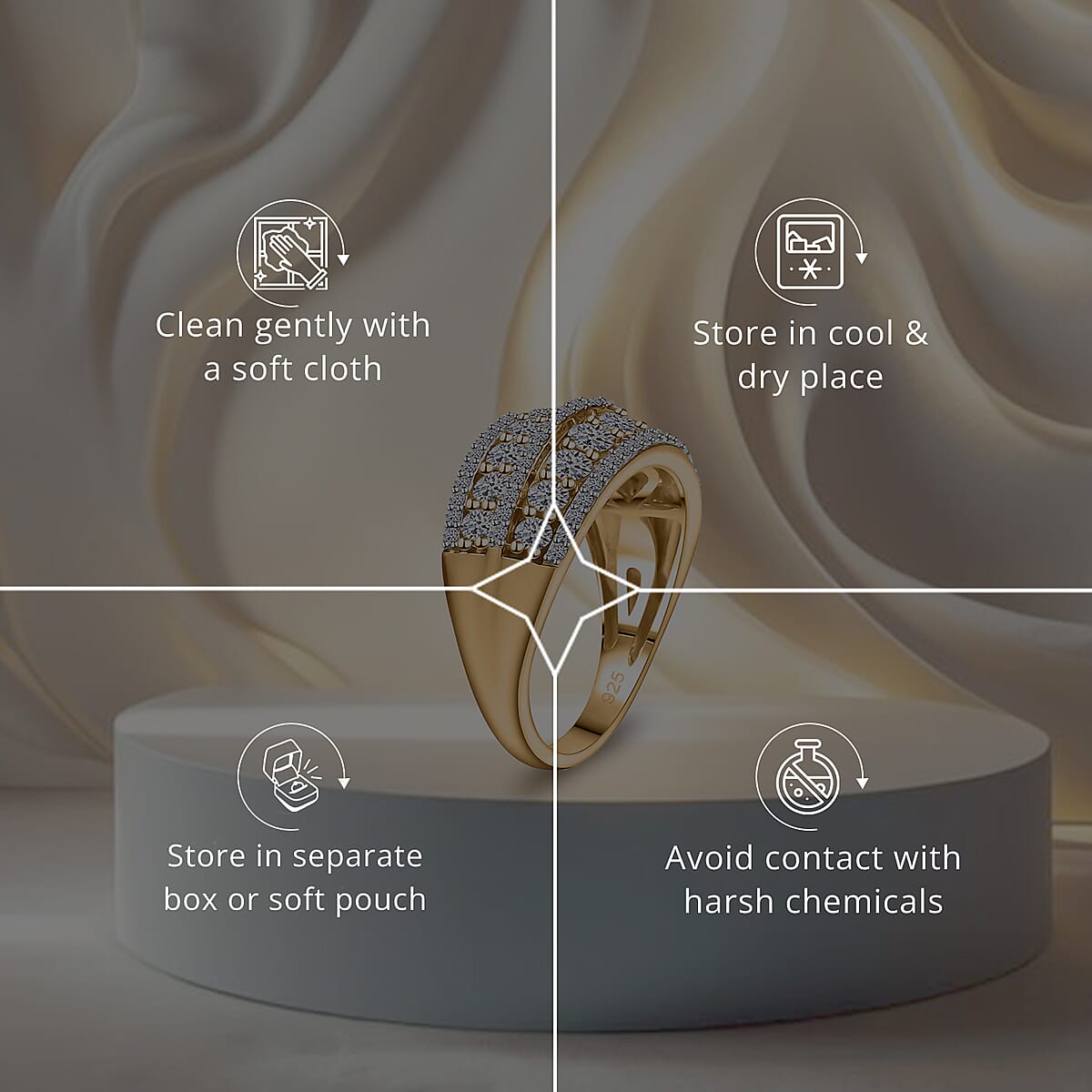 Luxuriant Lab Grown Diamond G-H SI 1.50 ctw Ring in 18K Vermeil Yellow Gold Over Sterling Silver (Size 8.0)  image number 6