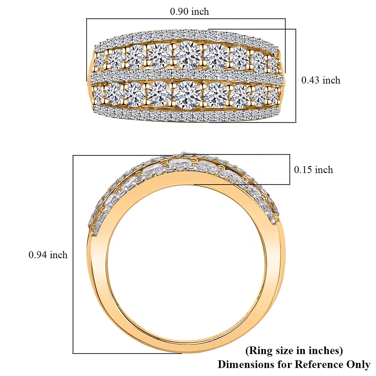 Luxuriant Lab Grown Diamond G-H SI 1.50 ctw Ring in 18K Vermeil Yellow Gold Over Sterling Silver (Size 8.0)  image number 7