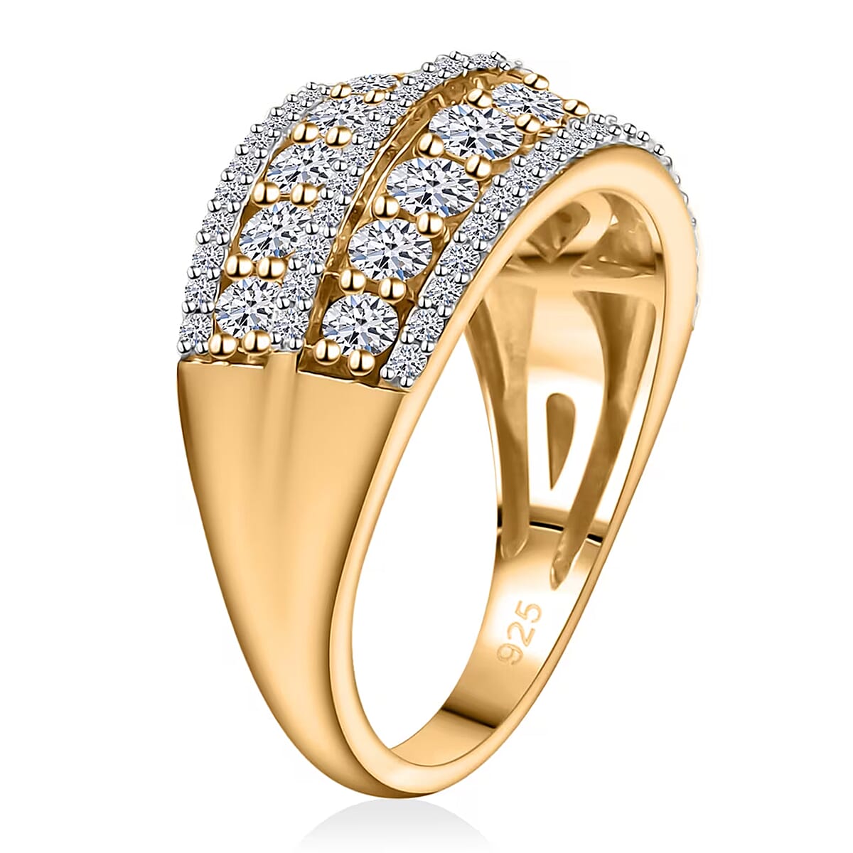 Luxuriant Lab Grown Diamond G-H SI 1.50 ctw Ring in 18K Vermeil Yellow Gold Over Sterling Silver (Size 8.0)  image number 8