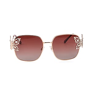 UV400 Polarized Sunglasses with Storage Bag - Light Gold