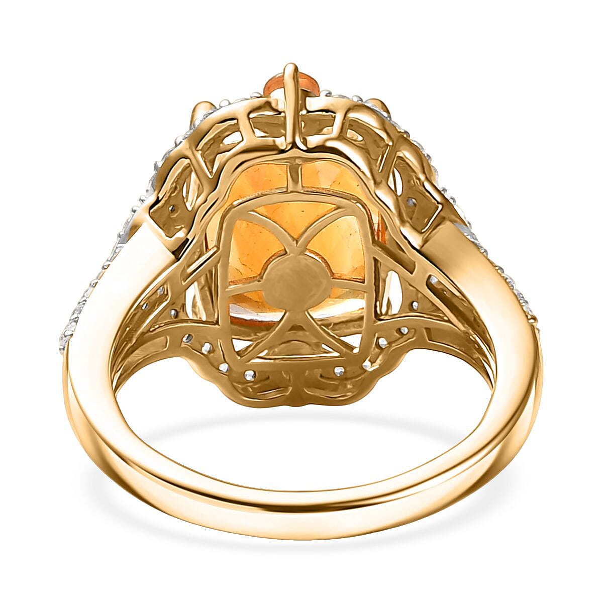 D'Joy Santa Ana Madeira Citrine and Multi Gemstone 6.25 ctw Art Deco Ring in 18K Vermeil Yellow Gold Over Sterling Silver (Size 10.0) image number 4
