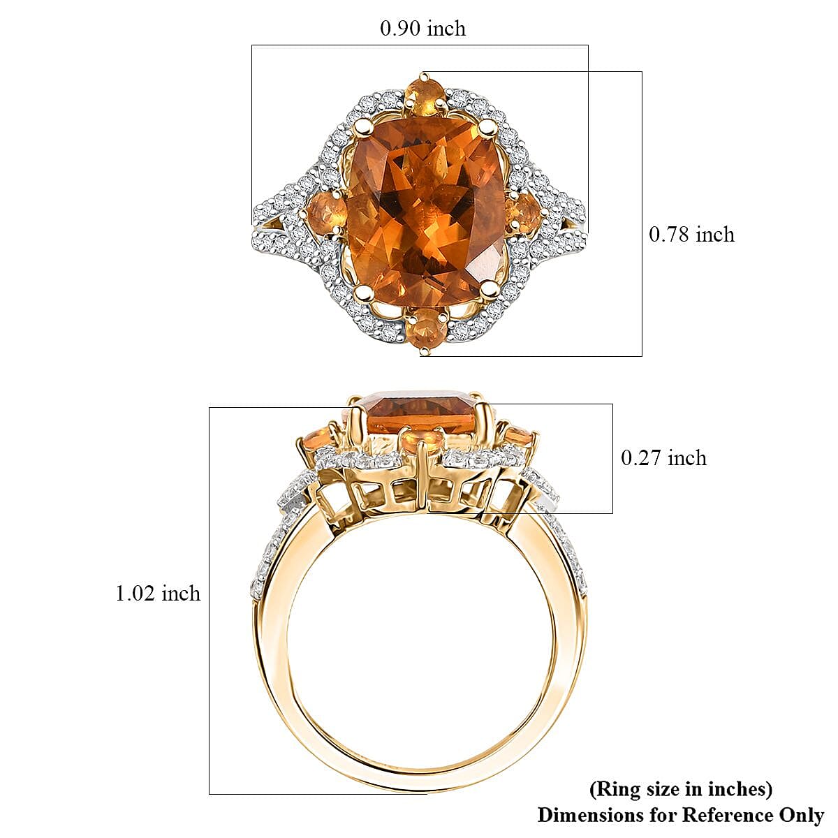 D'Joy Santa Ana Madeira Citrine and Multi Gemstone 6.25 ctw Art Deco Ring in 18K Vermeil Yellow Gold Over Sterling Silver (Size 10.0)