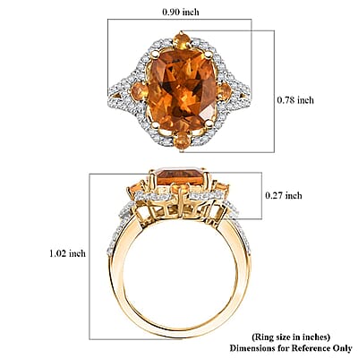 D'Joy Santa Ana Madeira Citrine and Multi Gemstone 6.25 ctw Art Deco Ring in 18K Vermeil Yellow Gold Over Sterling Silver (Size 10.0)