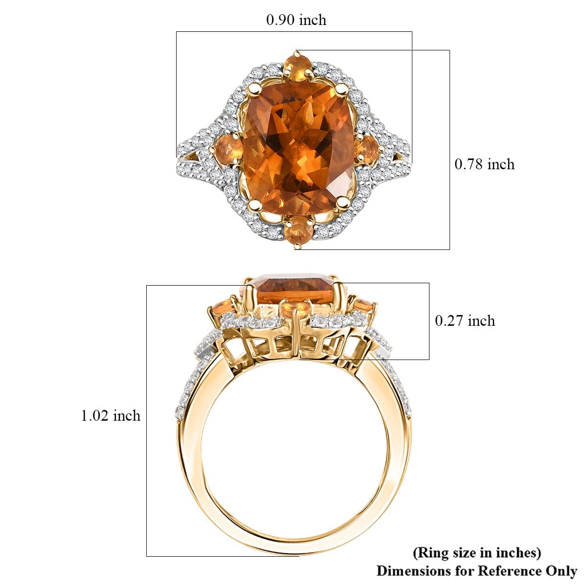 D'Joy Santa Ana Madeira Citrine and Multi Gemstone 6.25 ctw Ring in 18K Vermeil Yellow Gold Over Sterling Silver (Size 7.0) image number 5