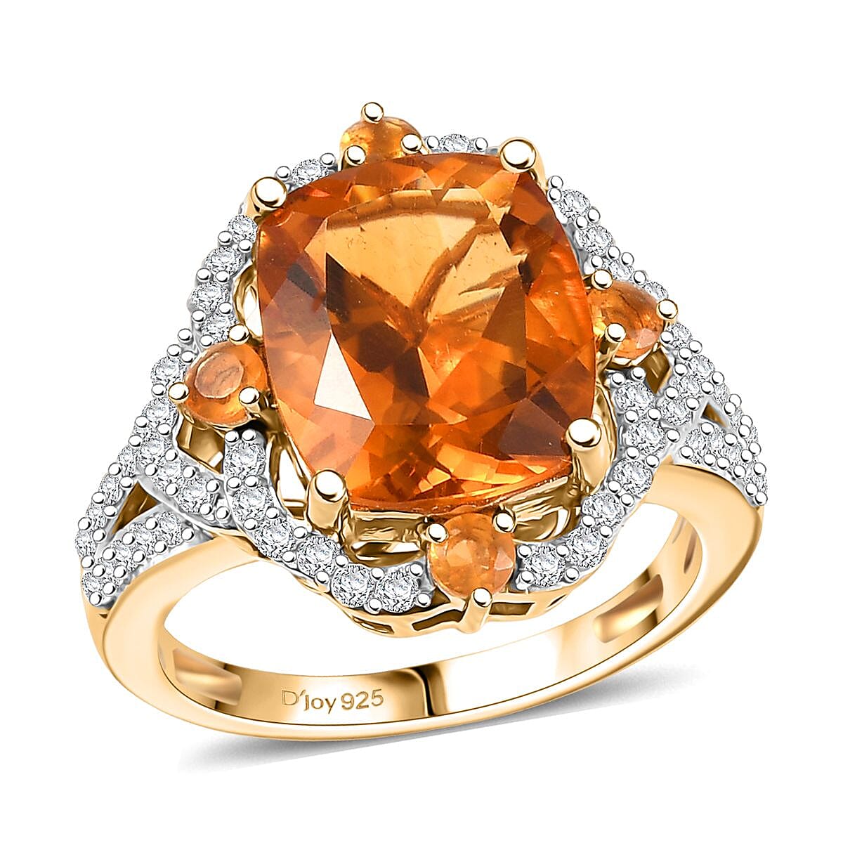 D'Joy Santa Ana Madeira Citrine and Multi Gemstone 6.25 ctw Art Deco Ring in 18K Vermeil Yellow Gold Over Sterling Silver (Size 9.0) image number 0