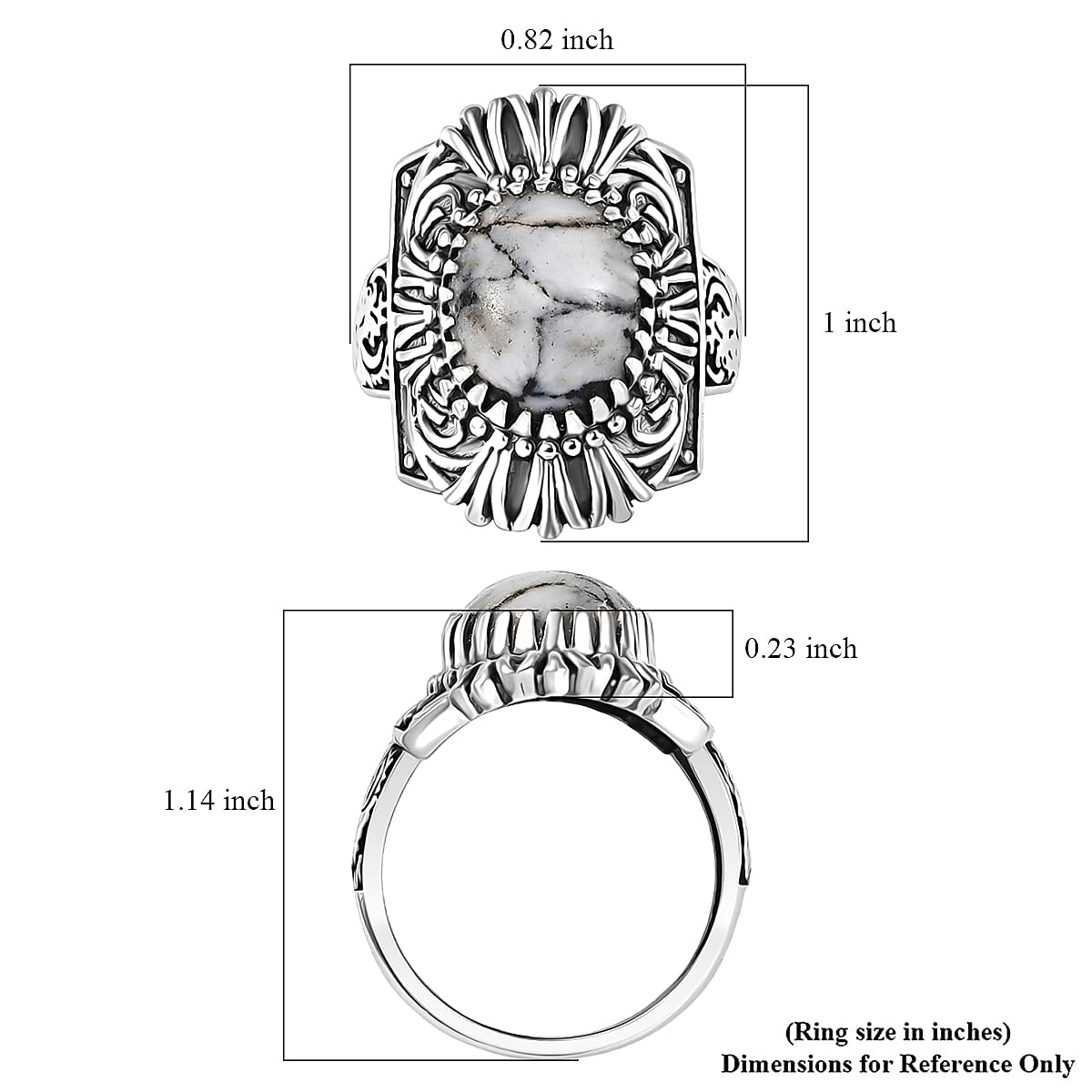 D'Joy Artisan Crafted White Buffalo 5.00 ctw Sacred Guardians Ring in Sterling Silver (Size 7.0)  image number 5