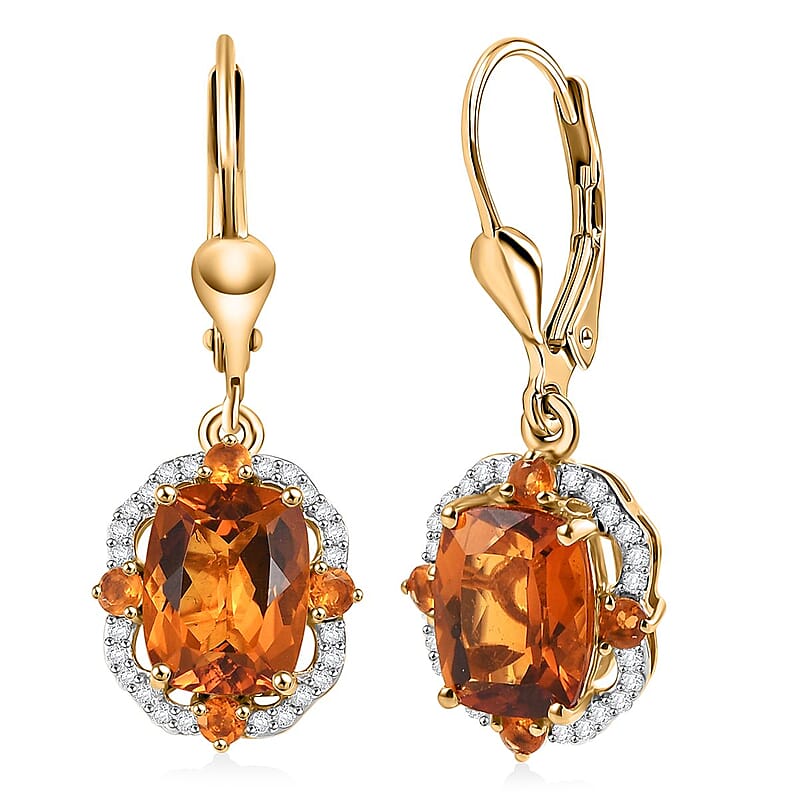 D'Joy Santa Ana Madeira Citrine and Multi Gemstone 5.00 ctw Art Deco Earrings in 18K Vermeil Yellow Gold Over Sterling Silver