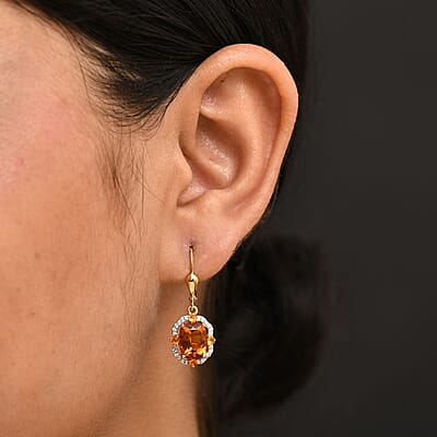 D'Joy Santa Ana Madeira Citrine and Multi Gemstone 5.00 ctw Art Deco Earrings in 18K Vermeil Yellow Gold Over Sterling Silver