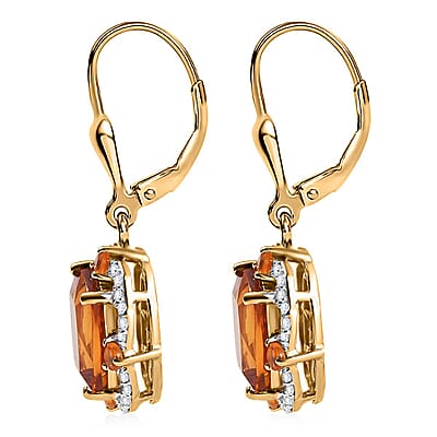 D'Joy Santa Ana Madeira Citrine and Multi Gemstone 5.00 ctw Art Deco Earrings in 18K Vermeil Yellow Gold Over Sterling Silver