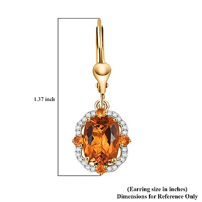 D'Joy Santa Ana Madeira Citrine and Multi Gemstone 5.00 ctw Art Deco Earrings in 18K Vermeil Yellow Gold Over Sterling Silver