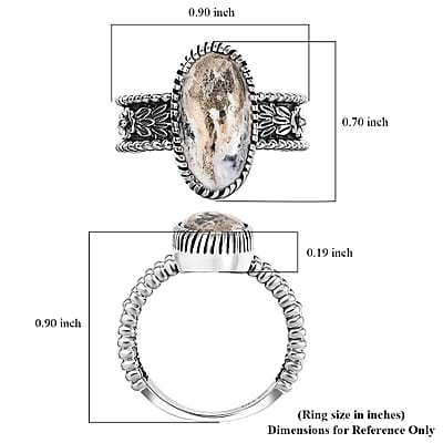 D'Joy Artisan Crafted White Buffalo 4.50 ctw Southwest Ring in Sterling Silver (Size 10.0) 