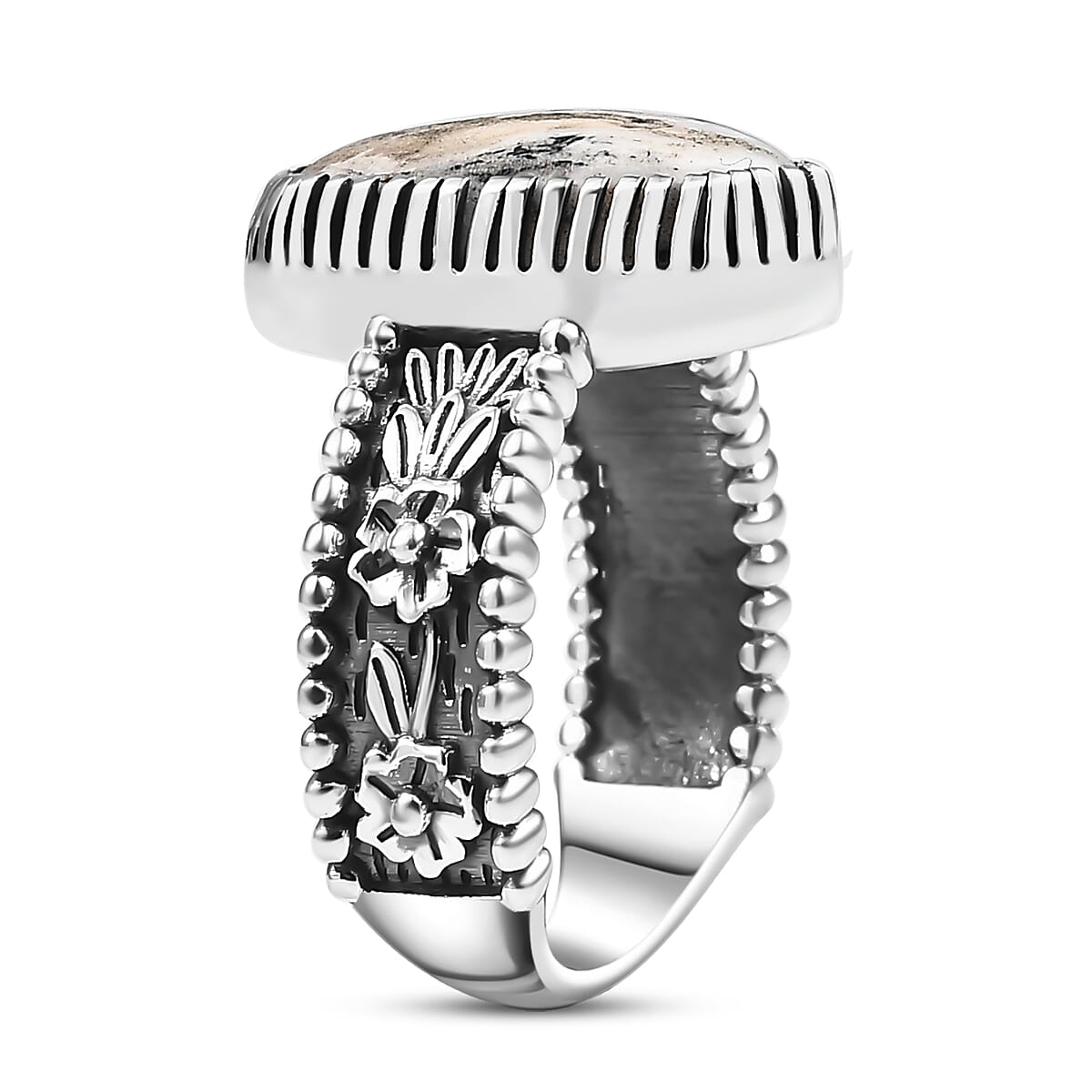 D'Joy Artisan Crafted White Buffalo 4.50 ctw Southwest Ring in Sterling Silver (Size 6.0)  image number 3