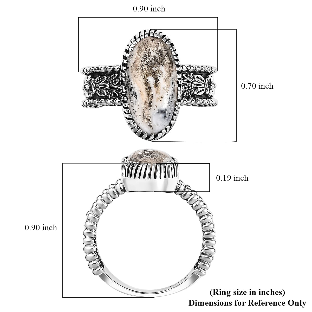 D'Joy Artisan Crafted White Buffalo 4.50 ctw Southwest Ring in Sterling Silver (Size 6.0)  image number 5