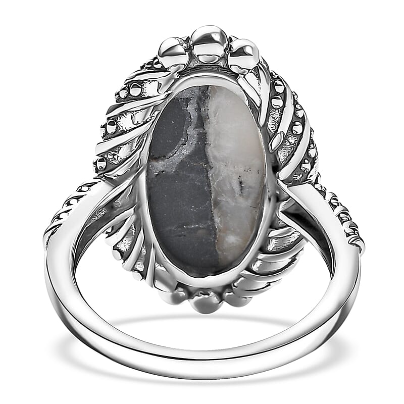 D'Joy Artisan Crafted White Buffalo 10.50 ctw Native American and Southwestern Ring in Sterling Silver (Size 10.0)