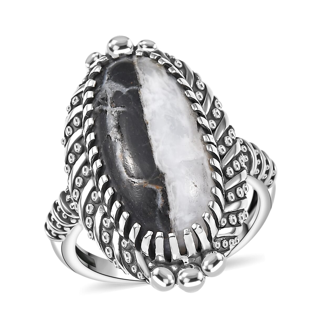 D'Joy Artisan Crafted White Buffalo 10.50 ctw Native American and Southwestern Ring in Sterling Silver (Size 7.0) image number 0