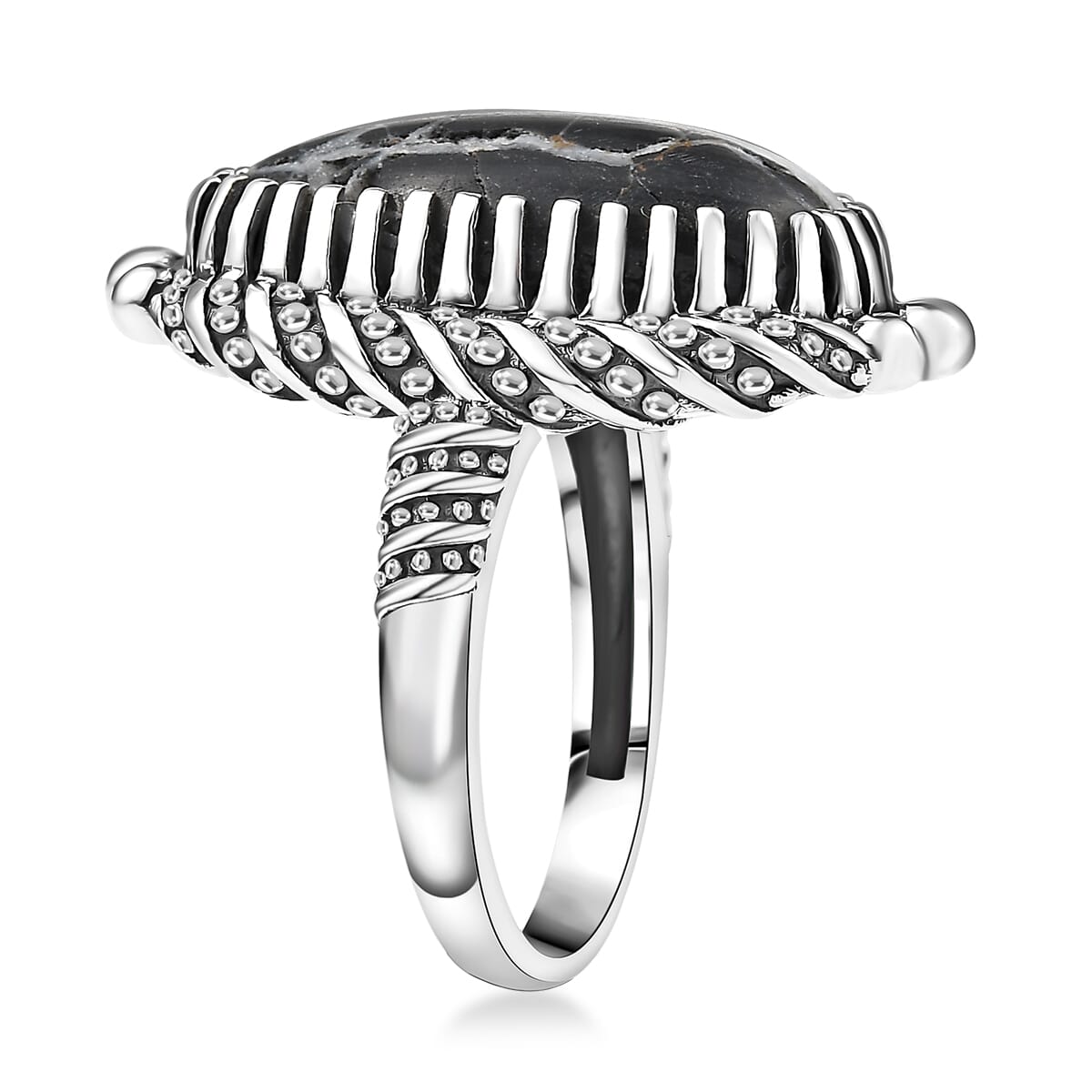 D'Joy Artisan Crafted White Buffalo 10.50 ctw Native American and Southwestern Ring in Sterling Silver (Size 7.0) image number 3
