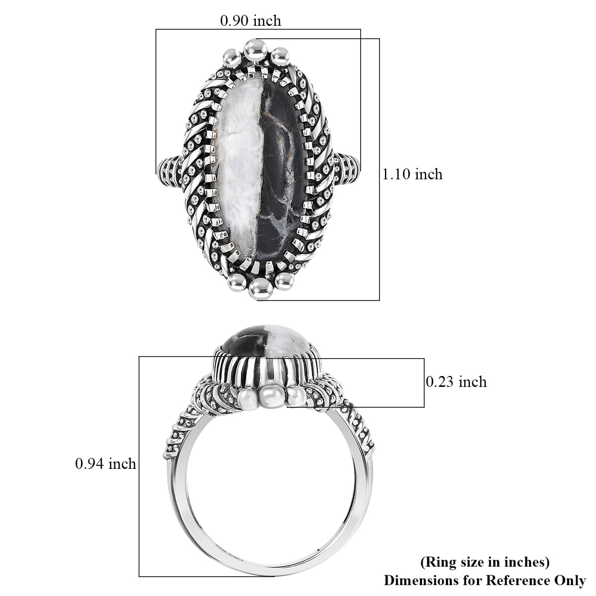 D'Joy Artisan Crafted White Buffalo 10.50 ctw Native American and Southwestern Ring in Sterling Silver (Size 7.0) image number 5