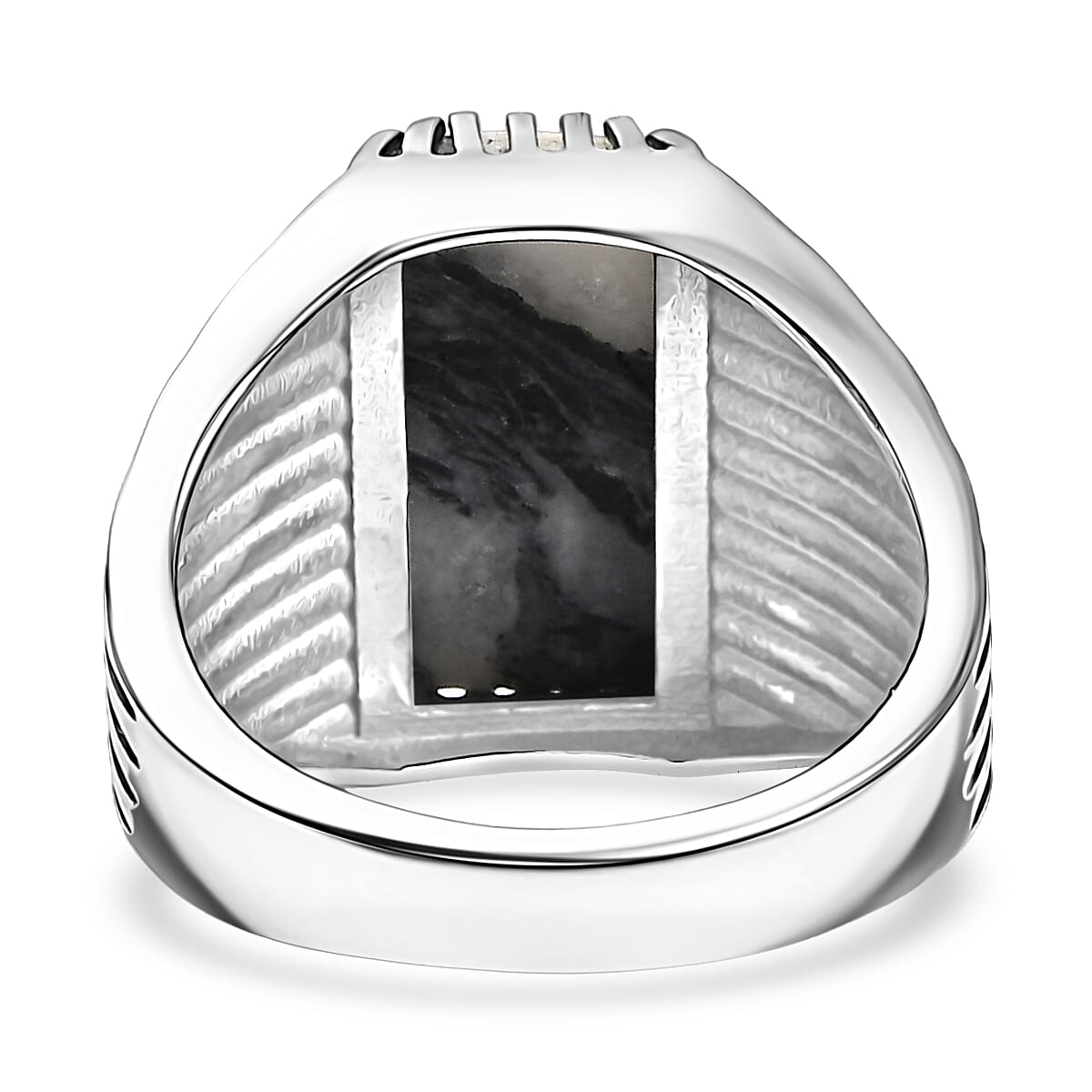 D'Joy Artisan Crafted White Buffalo 6.60 ctw Mens Ring in Black Oxidized Sterling Silver (Size 12.0) image number 4
