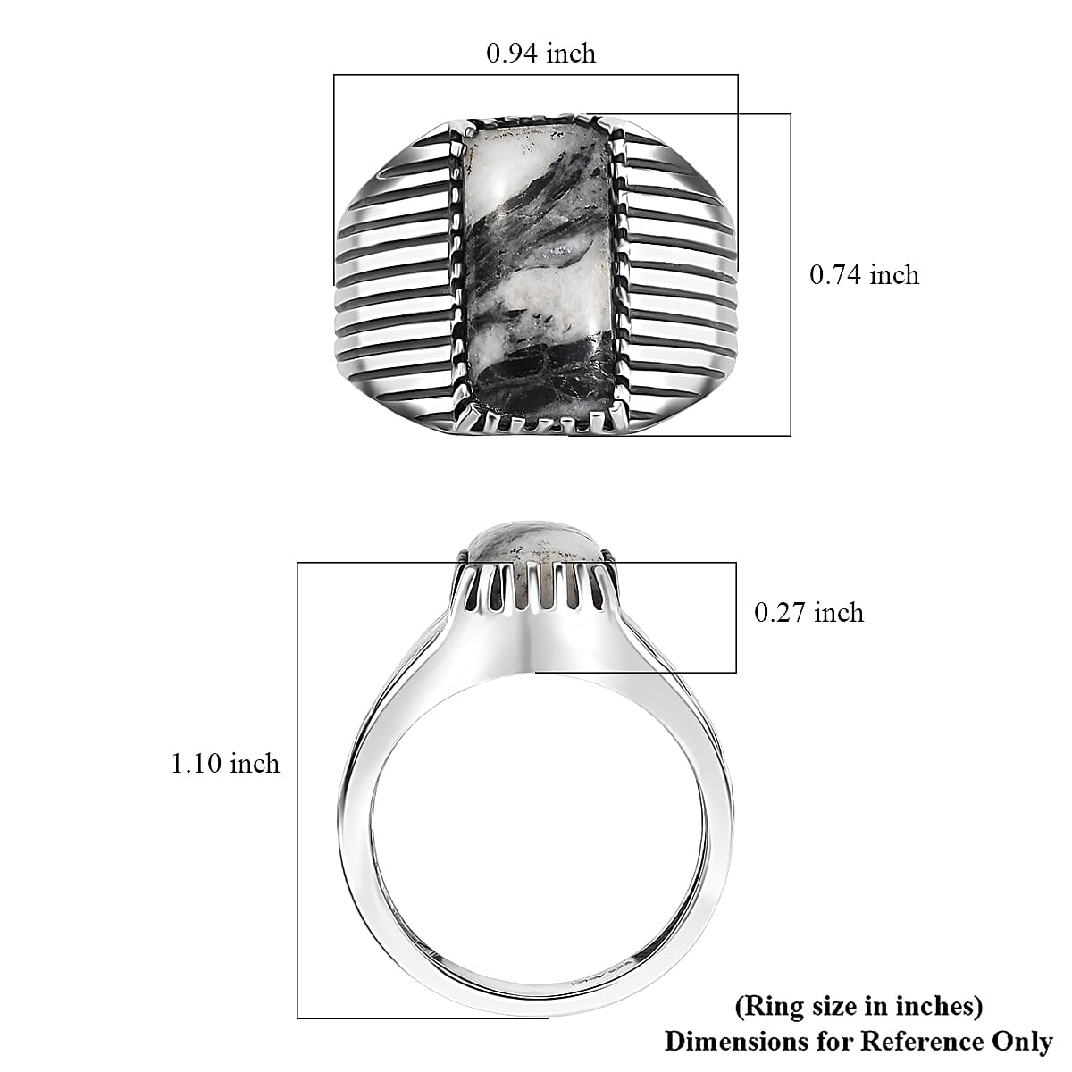 D'Joy Artisan Crafted White Buffalo 6.60 ctw Mens Ring in Black Oxidized Sterling Silver (Size 12.0) image number 5