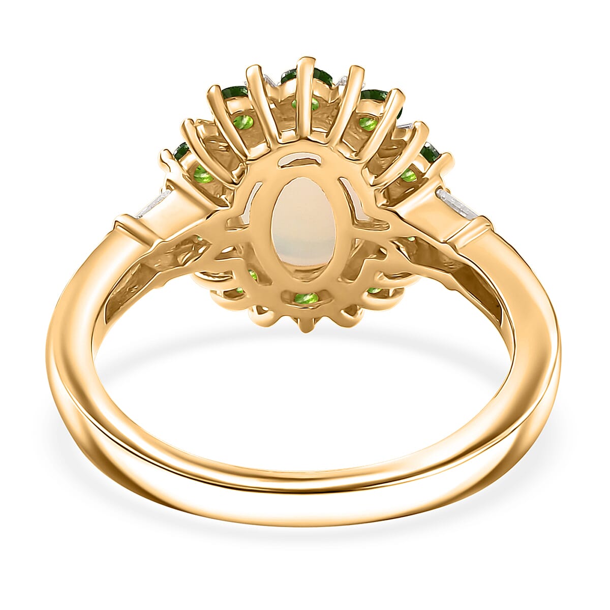 D'Joy Premium Ethiopian Welo Opal and Multi Gemstone 1.90 ctw Sunburst Ring in 18K Vermeil Yellow Gold Over Sterling Silver (Size 10.0)