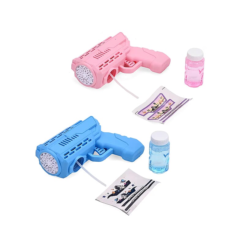 Pink and Blue 2-Piece Set Bubble Gun with Light