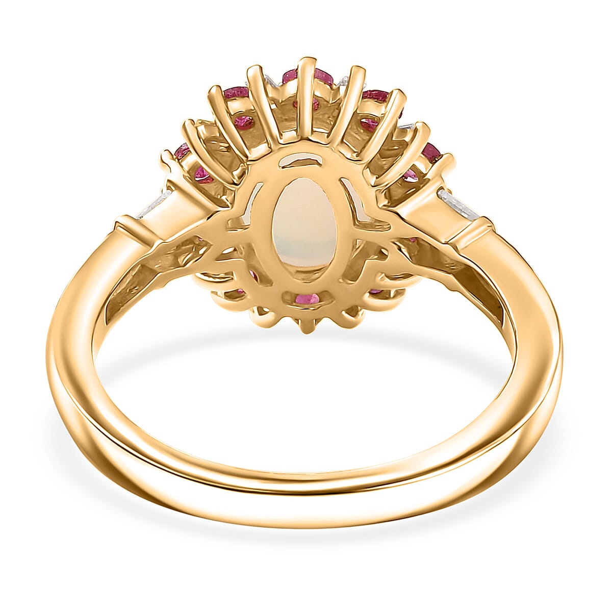 D'Joy Premium Ethiopian Welo Opal and Multi Gemstone 2.00 ctw Sunburst Ring in 18K Vermeil Yellow Gold Over Sterling Silver (Size 9.0) image number 4