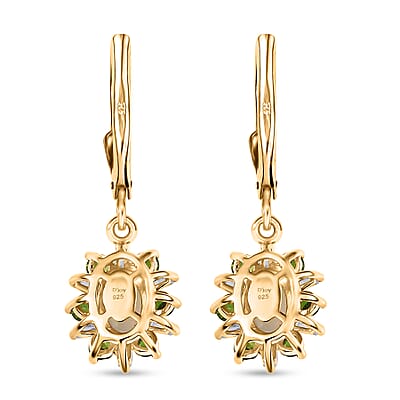 D'Joy Premium Ethiopian Welo Opal and Multi Gemstone 1.60 ctw Sunburst Lever Back Earrings in 18K Vermeil Yellow Gold Over Sterling Silver