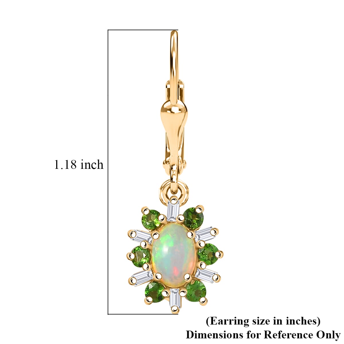 D'Joy Premium Ethiopian Welo Opal and Multi Gemstone 1.60 ctw Sunburst Lever Back Earrings in 18K Vermeil Yellow Gold Over Sterling Silver image number 6