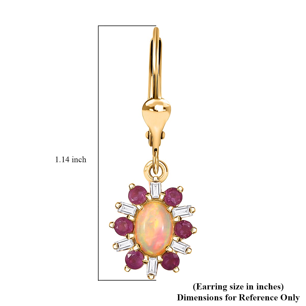 D'Joy Premium Ethiopian Welo Opal and Multi Gemstone 1.60 ctw Sunburst Lever Back Earrings in 18K Vermeil Yellow Gold Over Sterling Silver image number 5