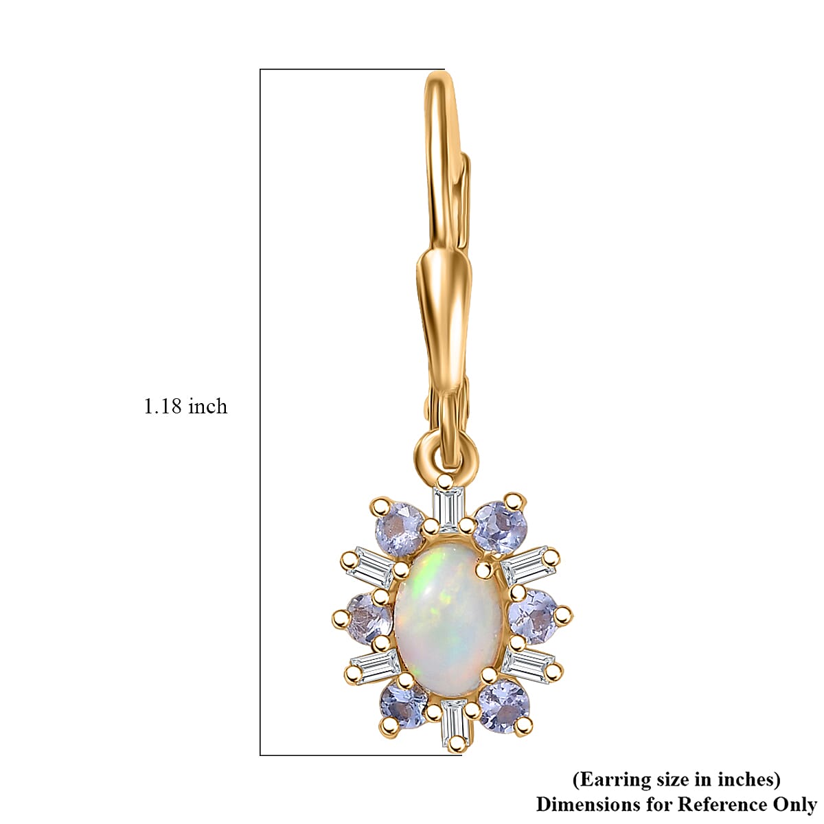 D'Joy Premium Ethiopian Welo Opal and Multi Gemstone 1.60 ctw Sunburst Lever Back Earrings in 18K Vermeil Yellow Gold Over Sterling Silver image number 5