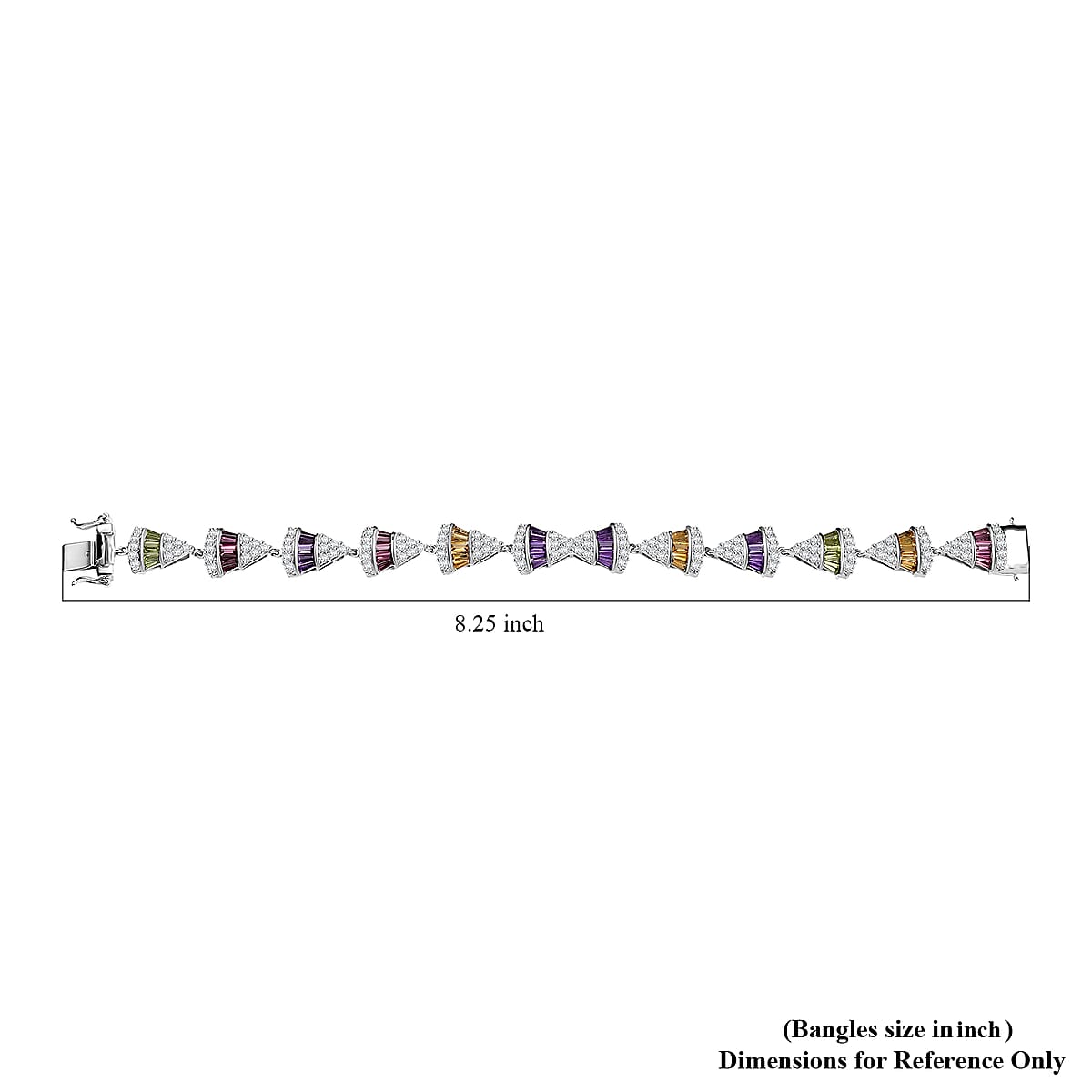 GP Royal Art Deco Collection Premium Orissa Rhodolite Garnet and Multi Gemstones 11.65 ctw Bracelet in Rhodium Over Sterling Silver (8.00 In) image number 4