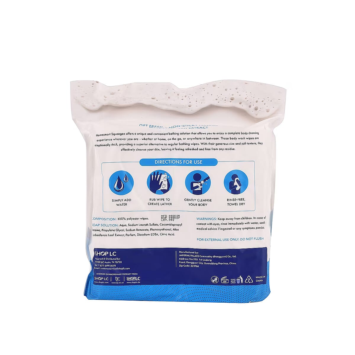 Homesmart Squeegee Rinse-Free Bathing Wipes- Nature (25 Wipes) image number 1