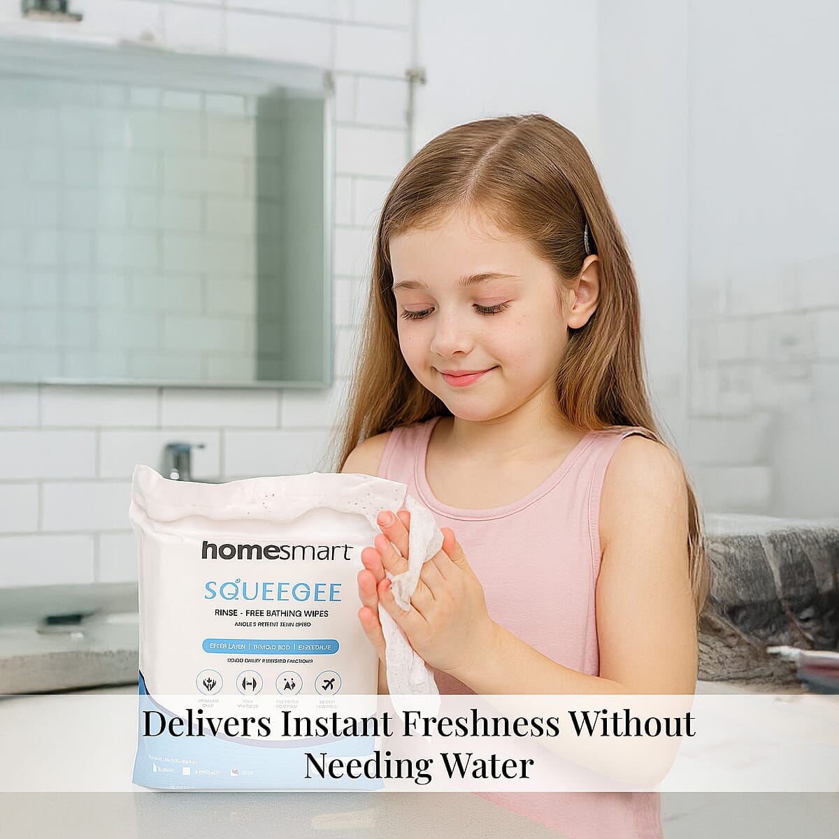 Homesmart Squeegee Rinse-Free Bathing Wipes- Nature (25 Wipes) image number 2