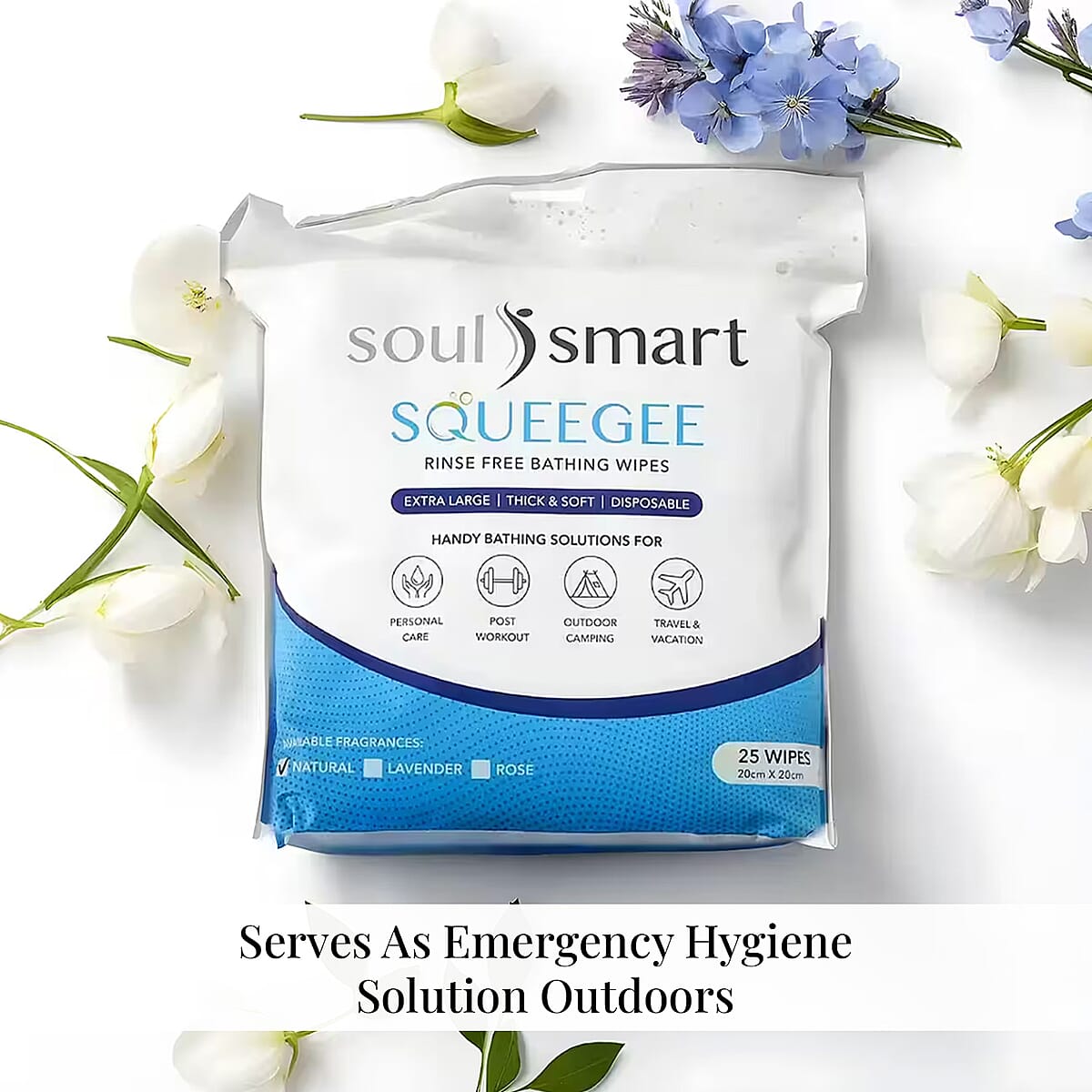 Homesmart Squeegee Rinse-Free Bathing Wipes- Nature (25 Wipes) image number 3