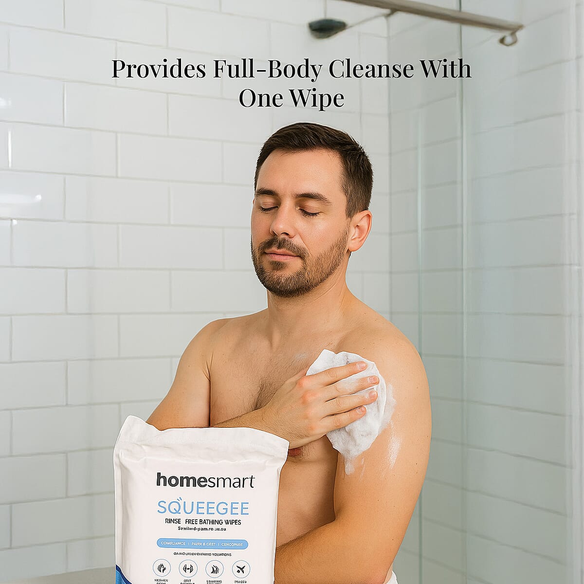 Homesmart Squeegee Rinse-Free Bathing Wipes- Nature (25 Wipes) image number 5