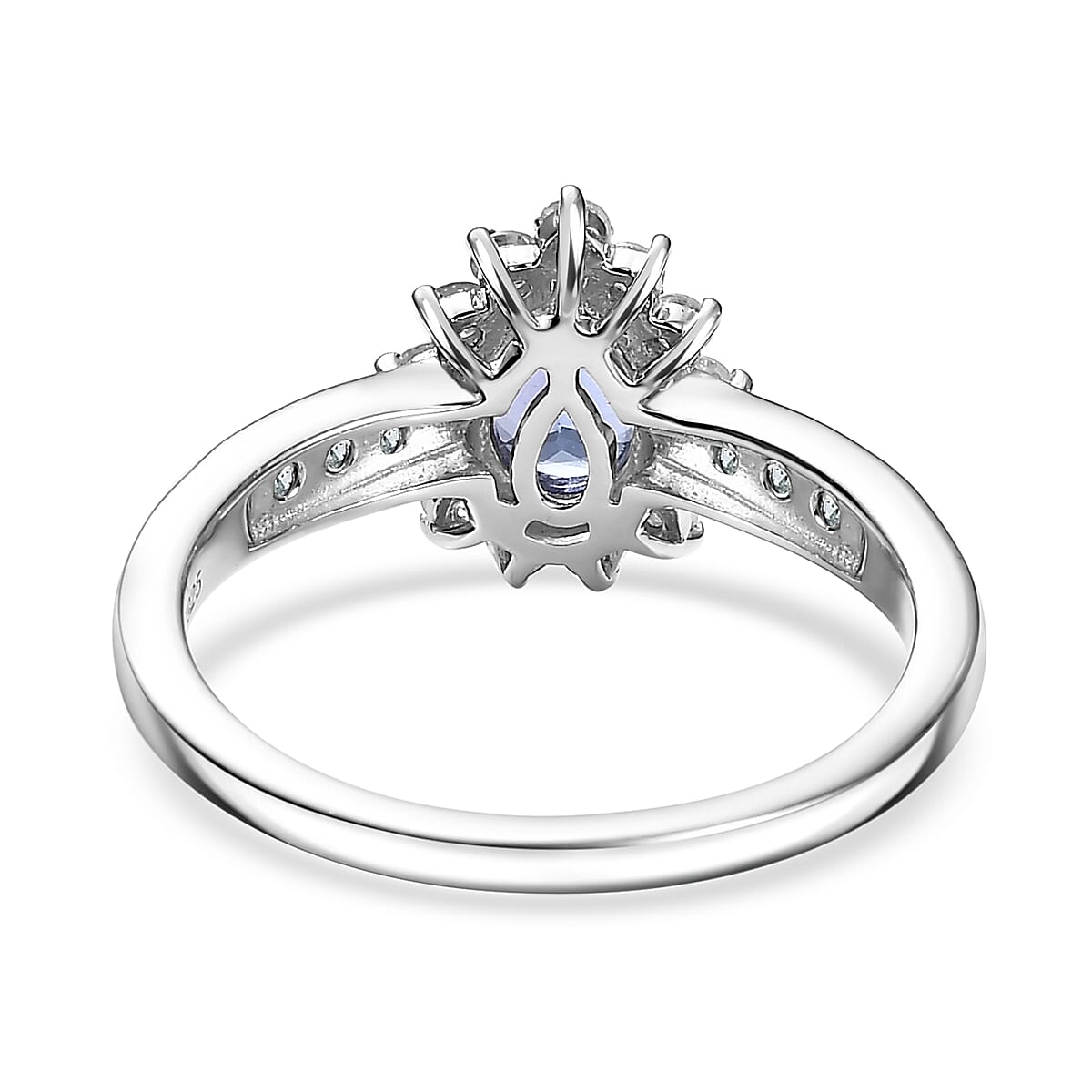 D'Joy Premium Tanzanite, AAA Paraiba Tourmaline and Diamond 1.15 ctw Celestial Bloom Ring in Rhodium Over Sterling Silver (Size 7.0) image number 4