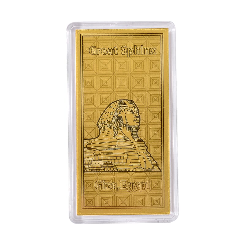  24K Golden Great Sphinx of Giza Egypt Emboss Sheet 55x30mm 100mg