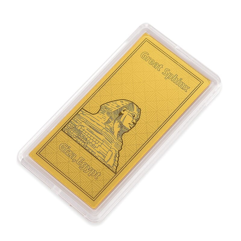  24K Golden Great Sphinx of Giza Egypt Emboss Sheet 55x30mm 100mg